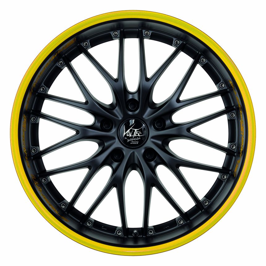 VOLTEC T6 Mattblack Puresports / Color Trim gelb 8x17